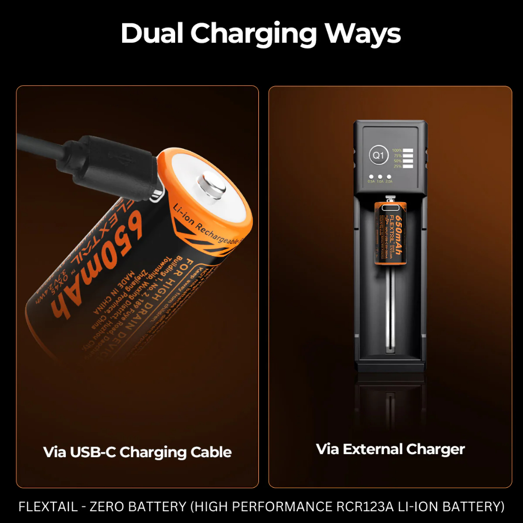 FLEXTAIL - ZERO BATTERY HIGH-PERFORMANCE RCR123A LITHIUM ION BATTERY RECHARGEABLE