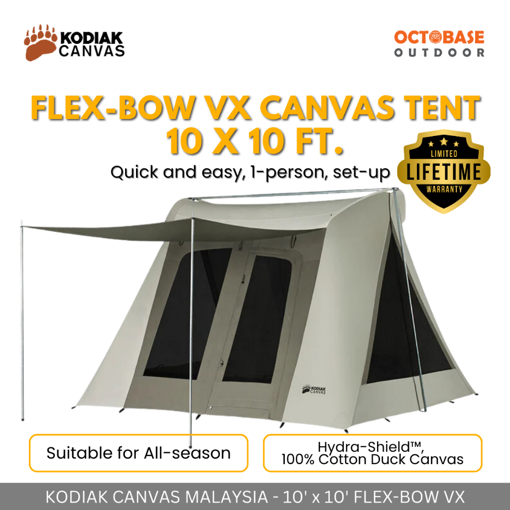KODIAK CANVAS - FLEX-BOW VX 10'x10' TENT WATERPROOF WINDPROOF