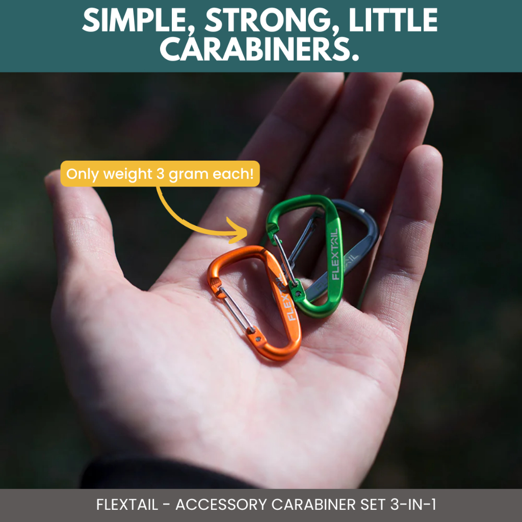 FLEXTAIL - 3IN1 ACCESSORY CARABINER SET MULTIFUNCTIONAL KEYCHAIN CLIP HOOK FOR OUTDOOR & TRAVEL