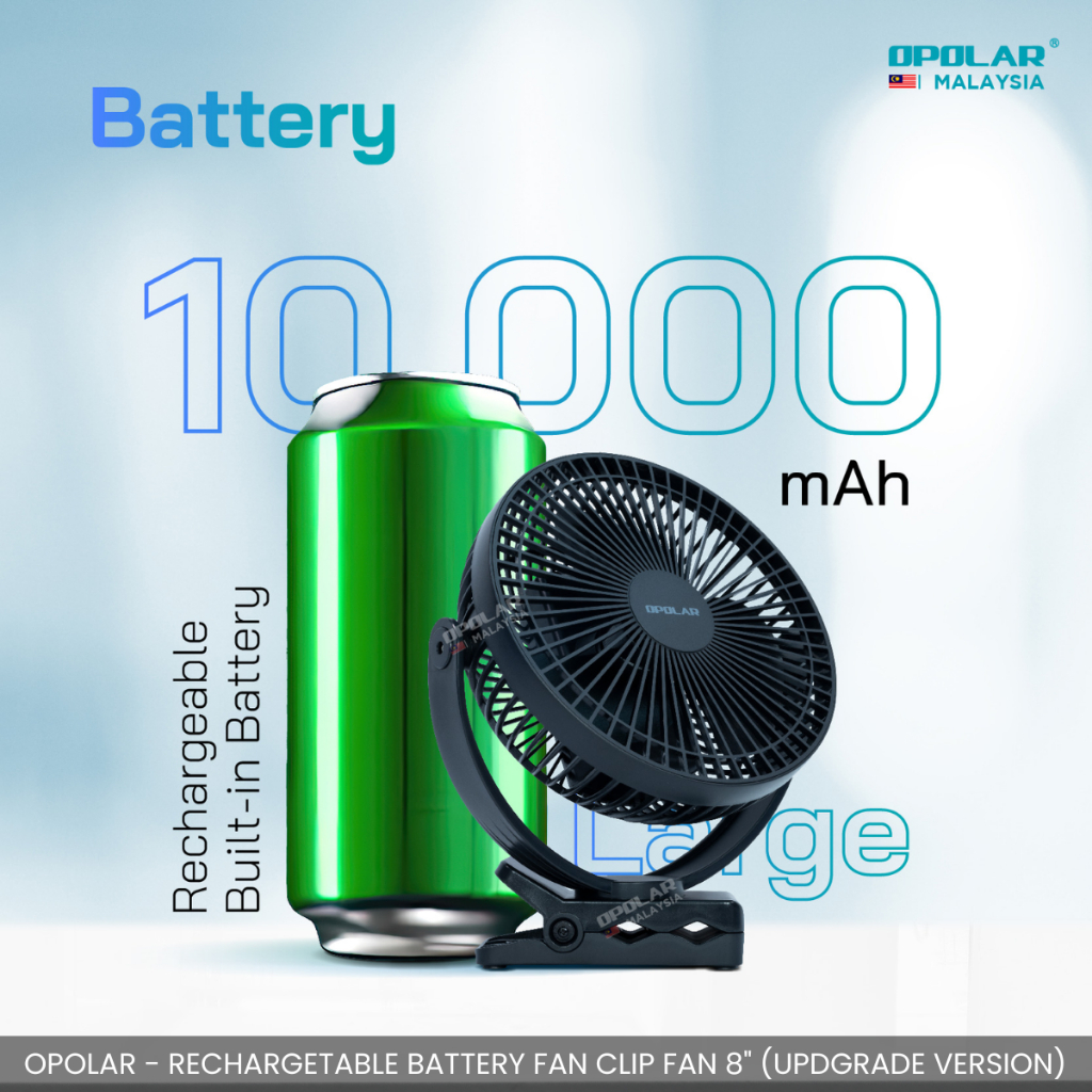 OPOLAR - CAMPING CLIP DESK FAN WH310 10,000 mAh CAMPING PICNIC OUTDOOR STROLLER FAN UPGRADED VERSION