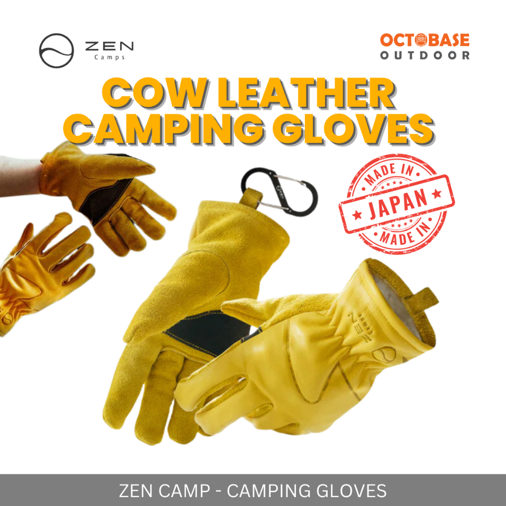 ZEN CAMPS - CAMPING COW LEATHER GLOVES PROTECTION DURABLE FOR INDOOR OUTDOOR