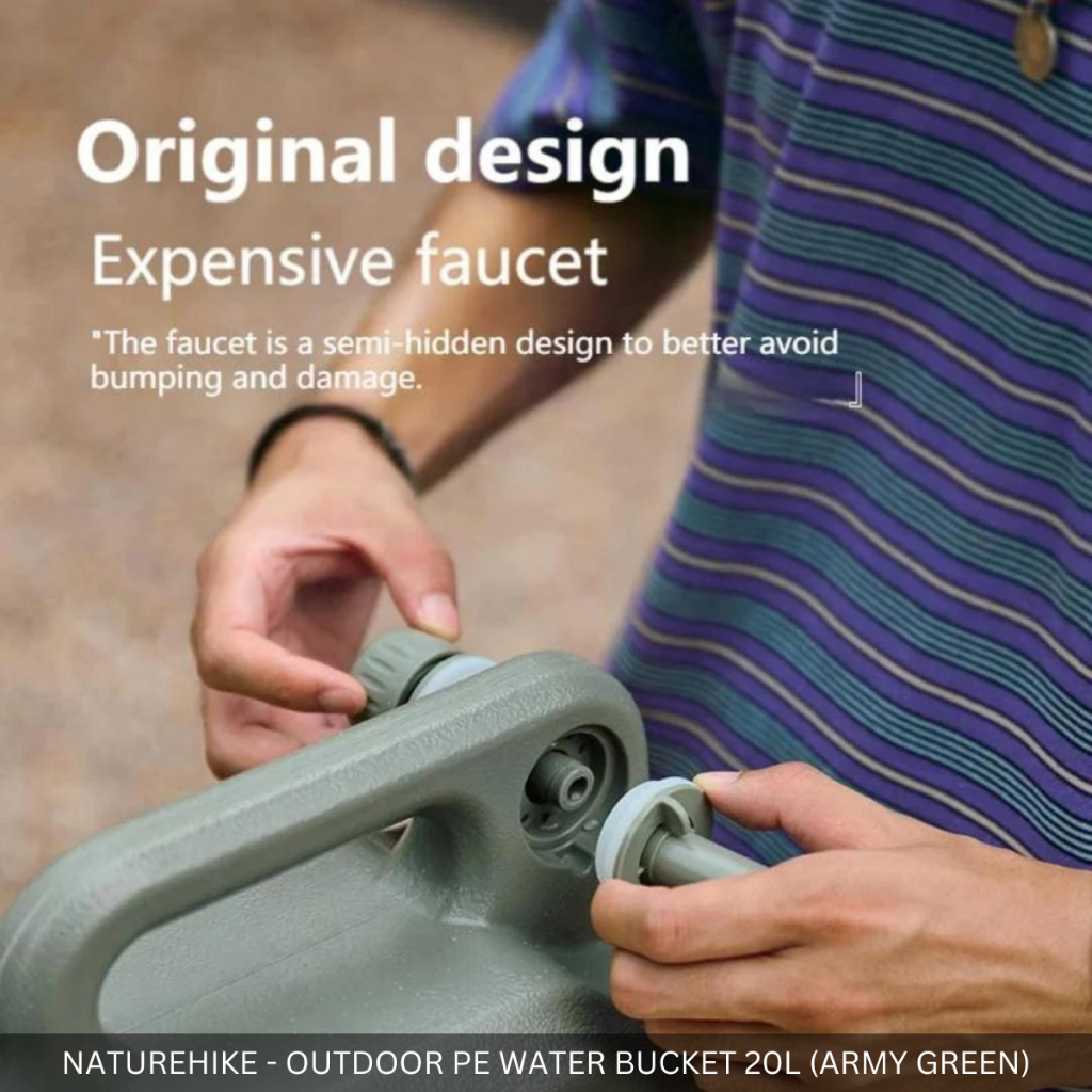 NATUREHIKE - 20L OUTDOOR PE WATER BUCKET FOOD GRADE WATER TANK WITH HANDLE FOR INDOOR OUTDOOR CAMPING PICNIC