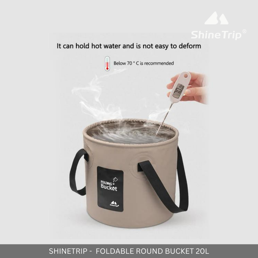 SHINETRIP 20L MULTIPURPOSE COMPACT FOLDING BUCKET BARREL FOR OUTDOOR INDOOR TRAVEL PICNIC CAMPING
