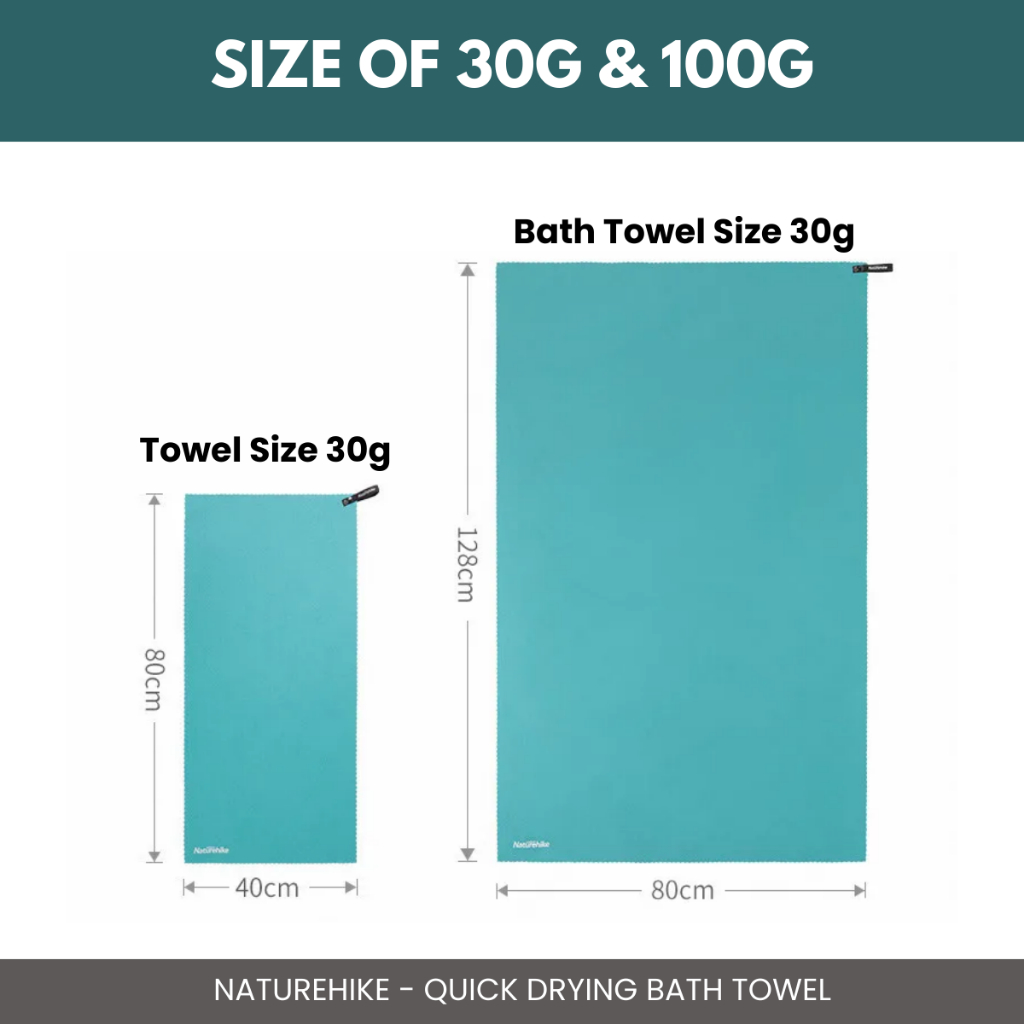 NATUREHIKE - QUICK DRY TOWEL MJ01 MJ02 PORTABLE ULTRA LIGHT CAMPING TRAVEL SPORT TOWEL