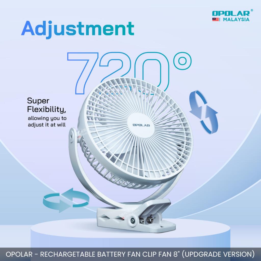 OPOLAR - CAMPING CLIP DESK FAN WH310 10,000 mAh CAMPING PICNIC OUTDOOR STROLLER FAN UPGRADED VERSION
