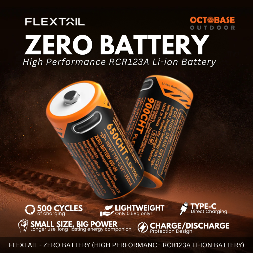 FLEXTAIL - ZERO BATTERY HIGH-PERFORMANCE RCR123A LITHIUM ION BATTERY RECHARGEABLE