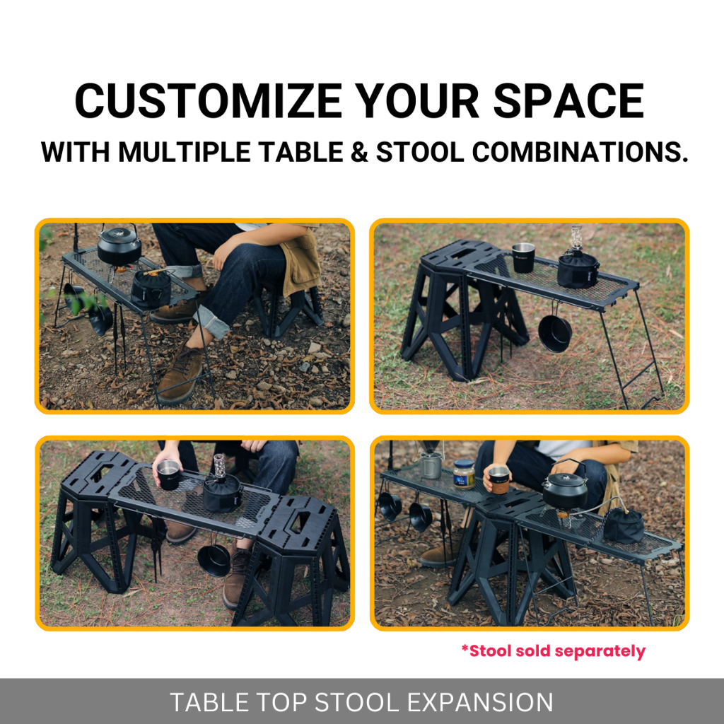 FOLDABLE EXPANSION TABLETOP MILITARY STYLE DIY MULTIFUNCTION MESH SIDE HANGING TABLE CAMPING OUTDOOR