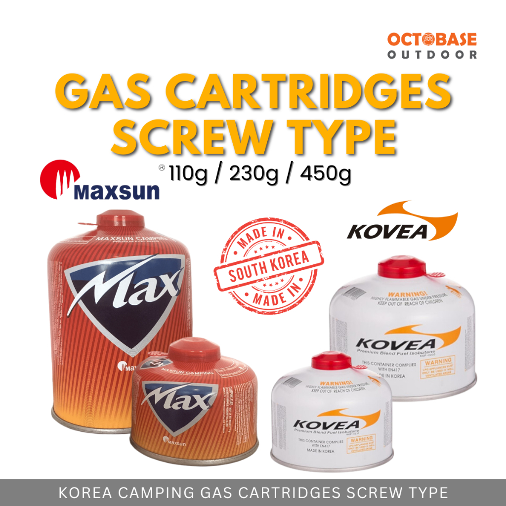 FROM KOREA KOVEA & MAX CAMPING PROPANE BUTANE GAS CARTRIDGES SCREW TYPE OUTDOOR CAMPING PICNIC