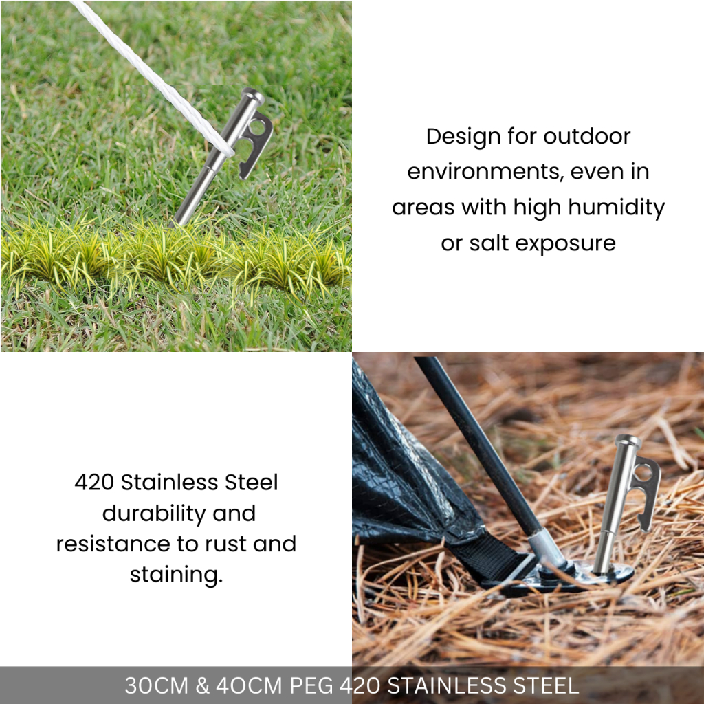 Owland 420 stainless steel camping peg stake 30cm 40cm