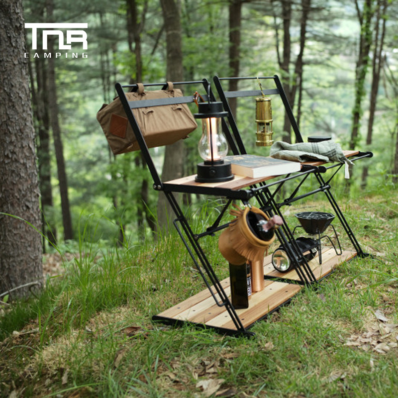 TNR CAMPING - 2-LAYER WOODEN SHELF SMALL FOR OUTDOOR CAMPING HIKING PICNIC SURVIVAL