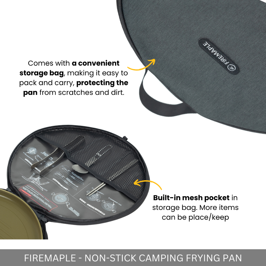 FIREMAPLE -  28CM CAMPING FRYING NON-STICK GRILL PAN FOR INDOOR OUTDOOR CAMP PICNIC
