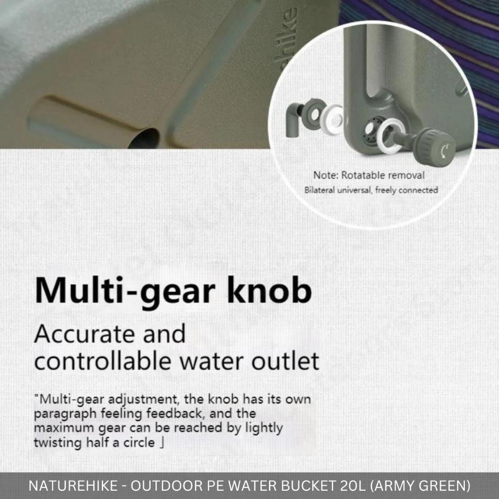 NATUREHIKE - 20L OUTDOOR PE WATER BUCKET FOOD GRADE WATER TANK WITH HANDLE FOR INDOOR OUTDOOR CAMPING PICNIC