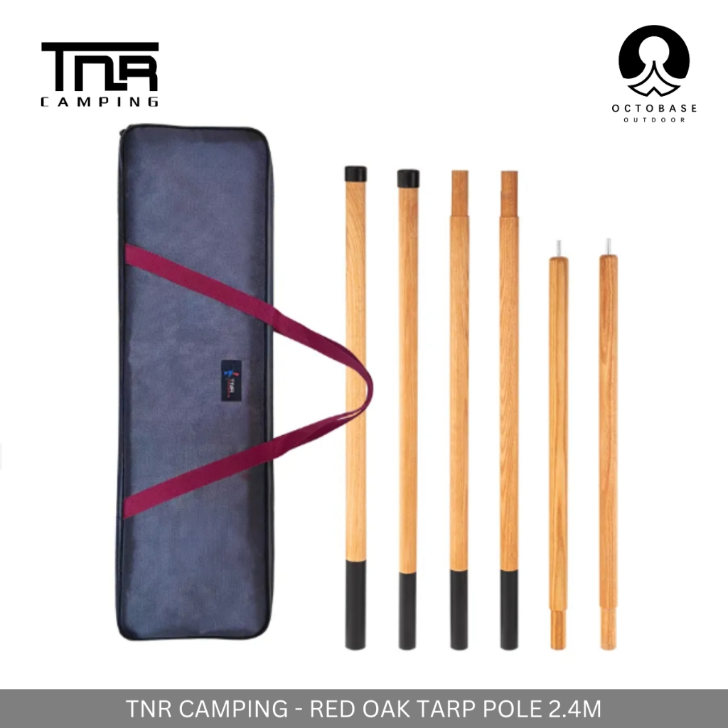 TNR CAMPING - RED OAK TARP POLE 2 PIECES FOR FLYSHEET OUTDOOR CAMPING PICNIC SURVIVAL