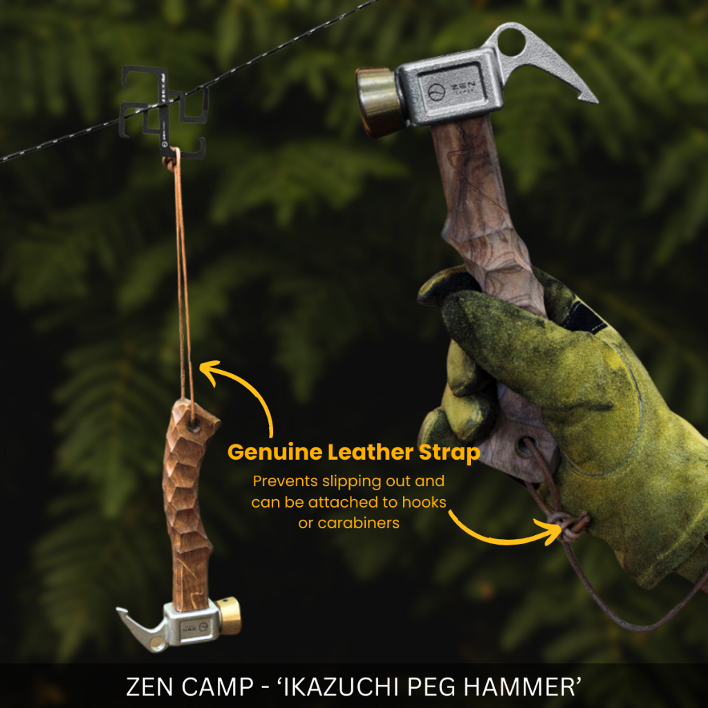 ZEN CAMPS - CAMPING PEG HAMMER GRIP OLIVE WOODEN HANDLE FOR INDOOR OUTDOOR