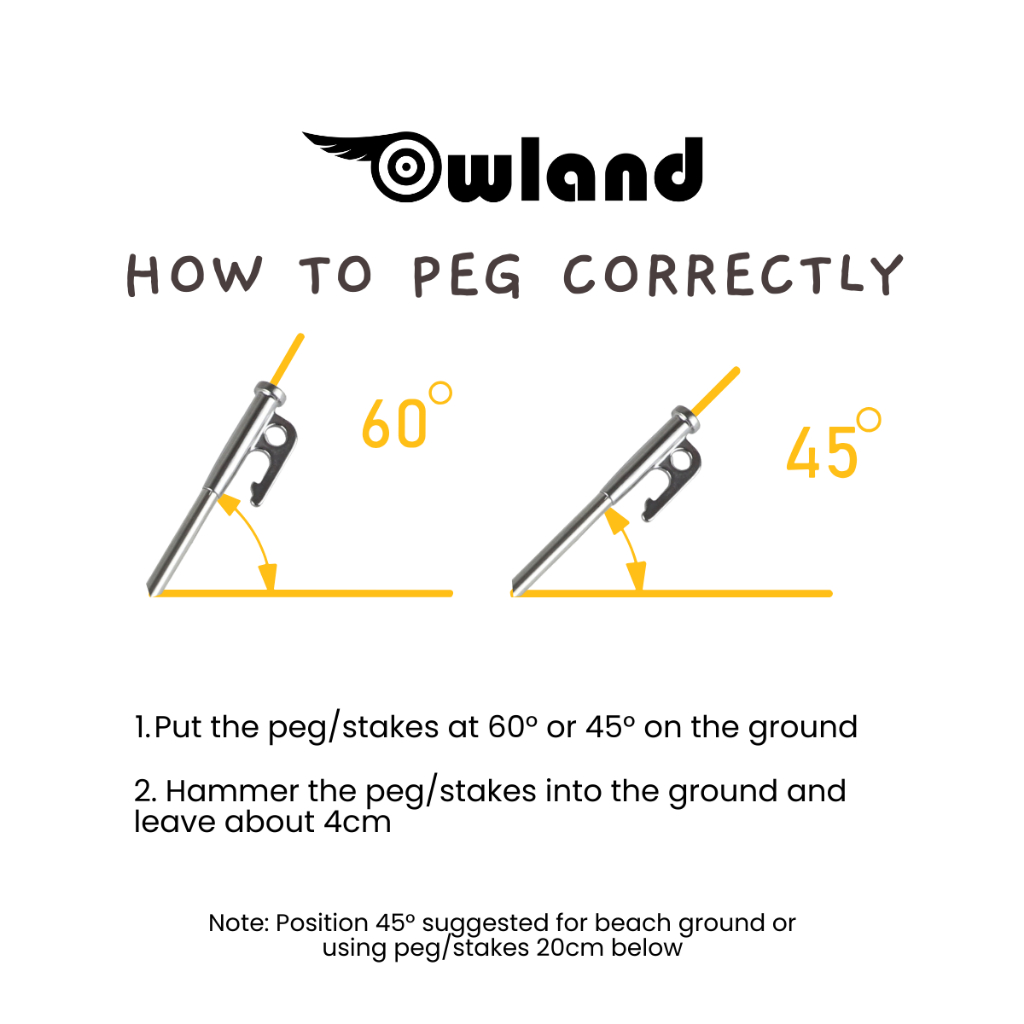 Owland 420 stainless steel camping peg stake 30cm 40cm