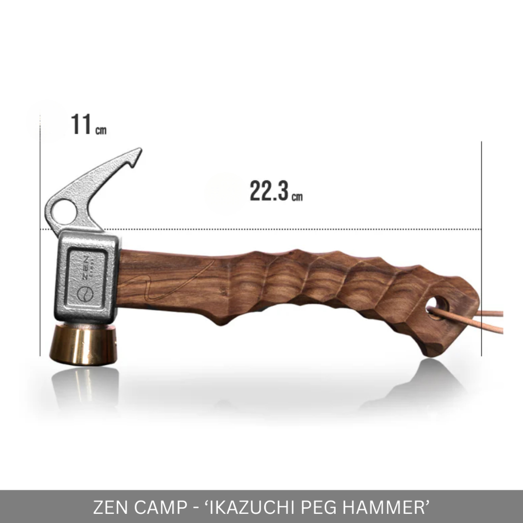 ZEN CAMPS - CAMPING PEG HAMMER GRIP OLIVE WOODEN HANDLE FOR INDOOR OUTDOOR