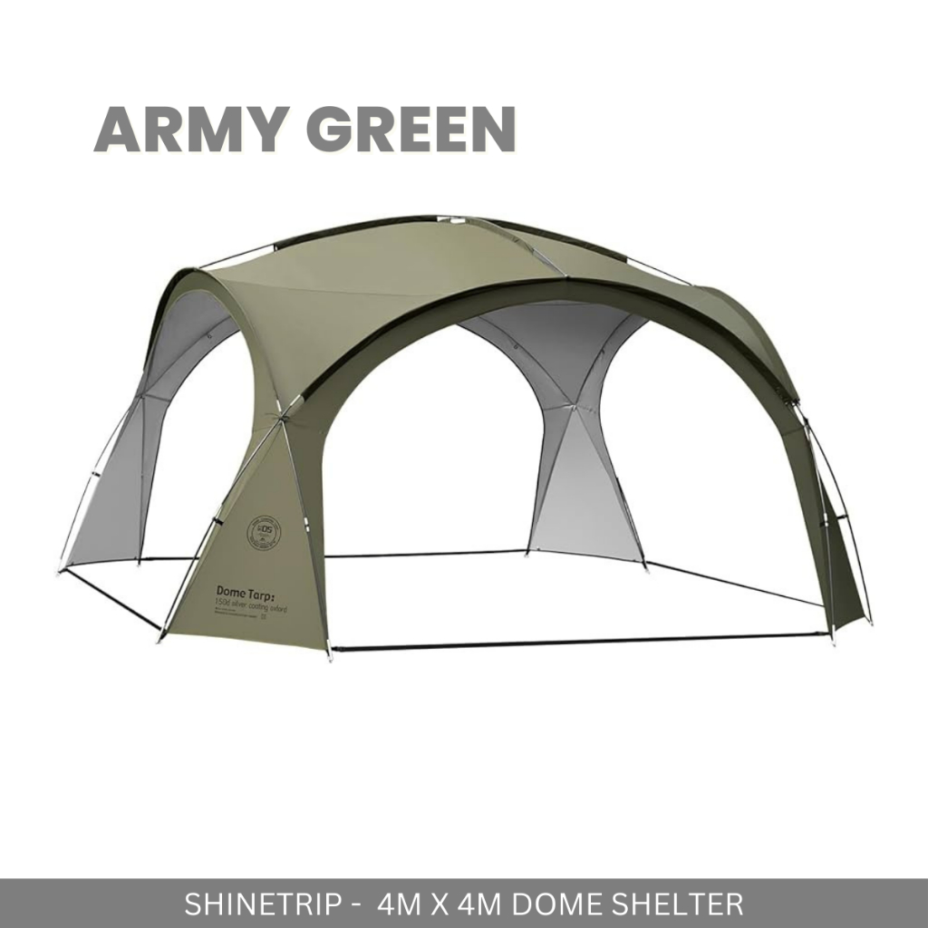 SHINETRIP - BLACK DOME SHELTER TARP 8-10P EASY SETUP WATERPROOF SHELTER TARP SILVER COATING