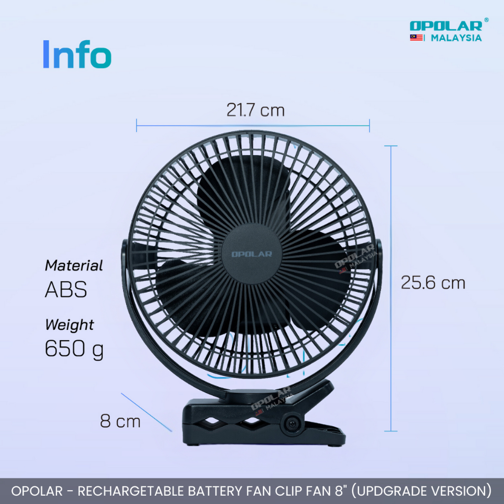 OPOLAR - CAMPING CLIP DESK FAN WH310 10,000 mAh CAMPING PICNIC OUTDOOR STROLLER FAN UPGRADED VERSION