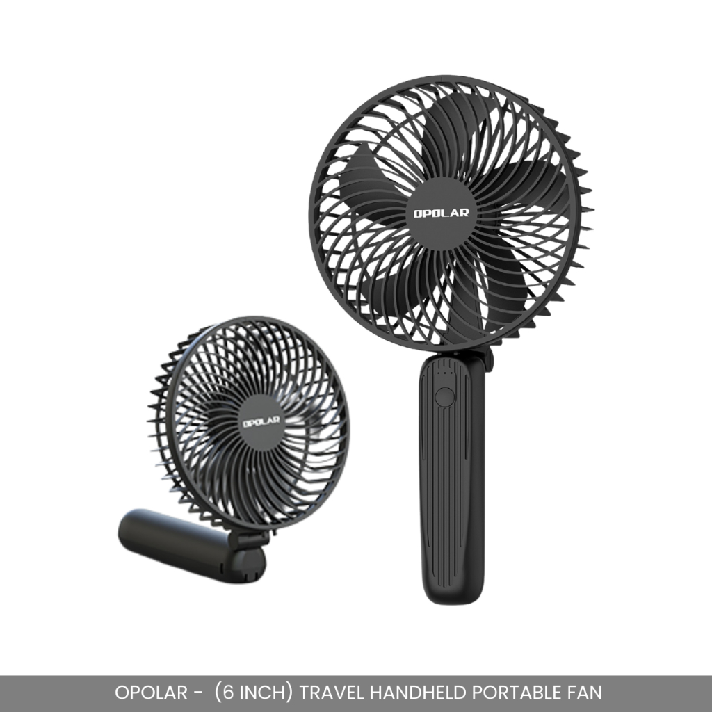 OPOLAR - 6" HANDHELD FAN 10000MAH BATTERY USB RECHARGEABLE PORTABLE TRAVEL FAN STRONG WIND COOLING