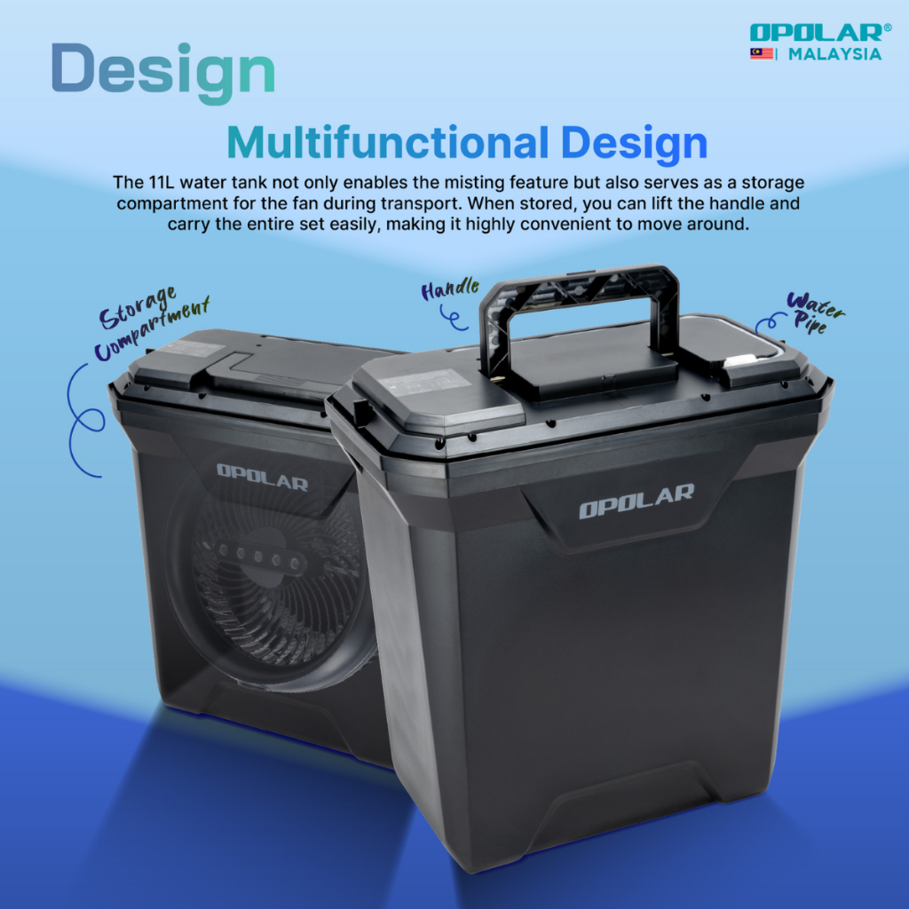 OPOLAR 11L Water Tank Oscillating & Rechargeable Mist Fan
