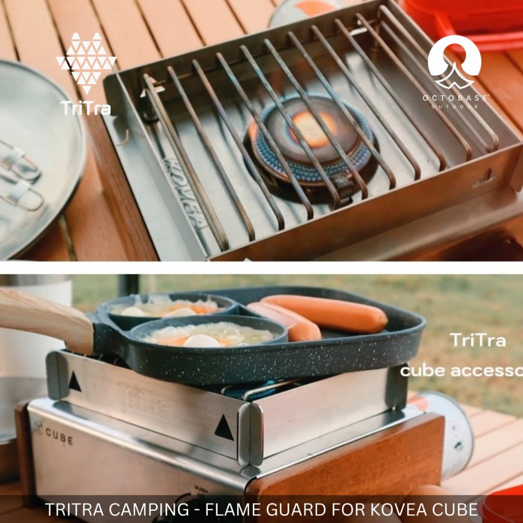 TRITRA CAMPING - [ACCESSORIES] FLAME GUARD DESIGN 1 & 2 FOR KOVEA CUBE CAMPING STOVE FOR STAINLESS STEEL GRILL  CAMPING