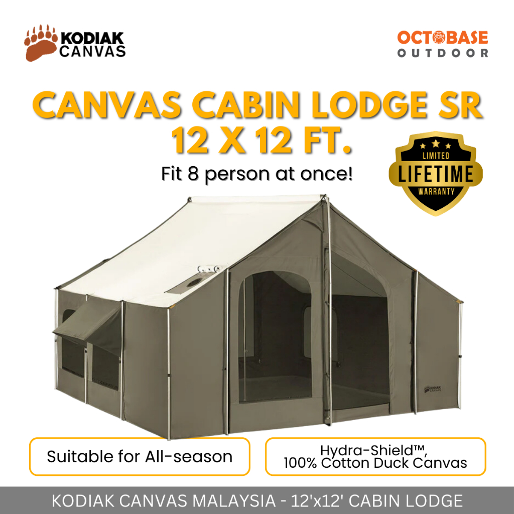 KODIAK CANVAS - CABIN LODGE SR 12'X12' TENT WATERPROOF WINDPROOF