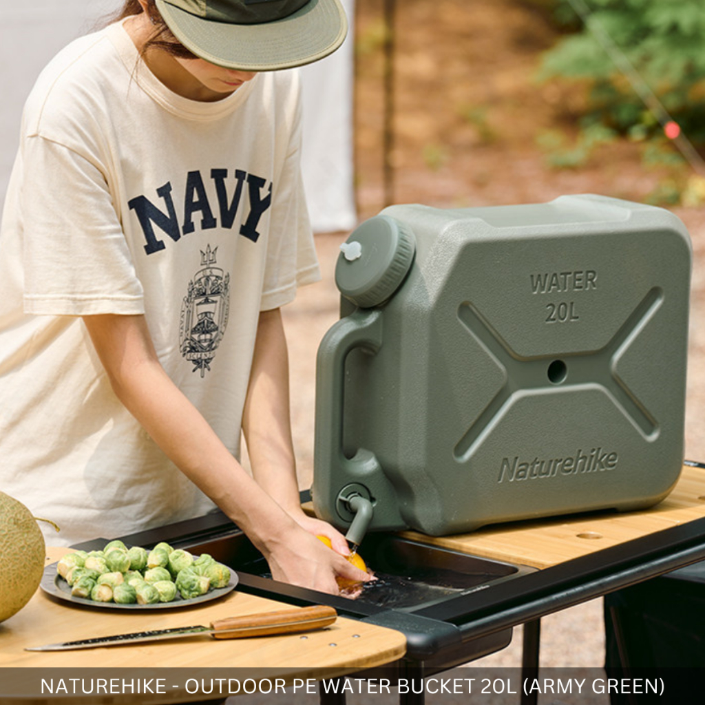 NATUREHIKE - 20L OUTDOOR PE WATER BUCKET FOOD GRADE WATER TANK WITH HANDLE FOR INDOOR OUTDOOR CAMPING PICNIC