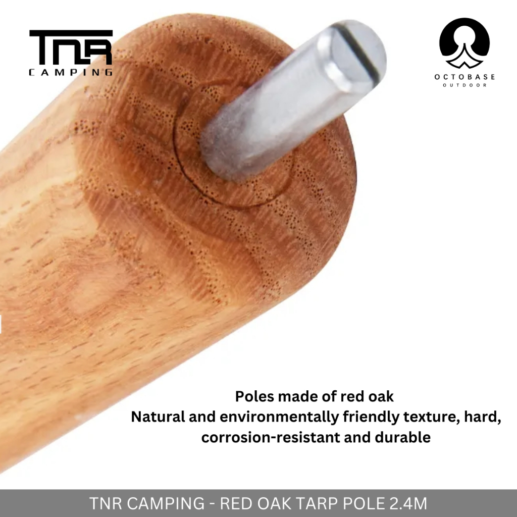 TNR CAMPING - RED OAK TARP POLE 2 PIECES FOR FLYSHEET OUTDOOR CAMPING PICNIC SURVIVAL