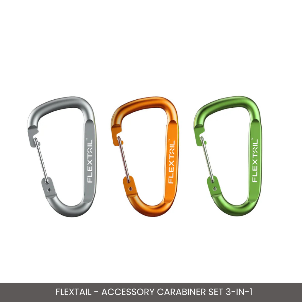 FLEXTAIL - 3IN1 ACCESSORY CARABINER SET MULTIFUNCTIONAL KEYCHAIN CLIP HOOK FOR OUTDOOR & TRAVEL