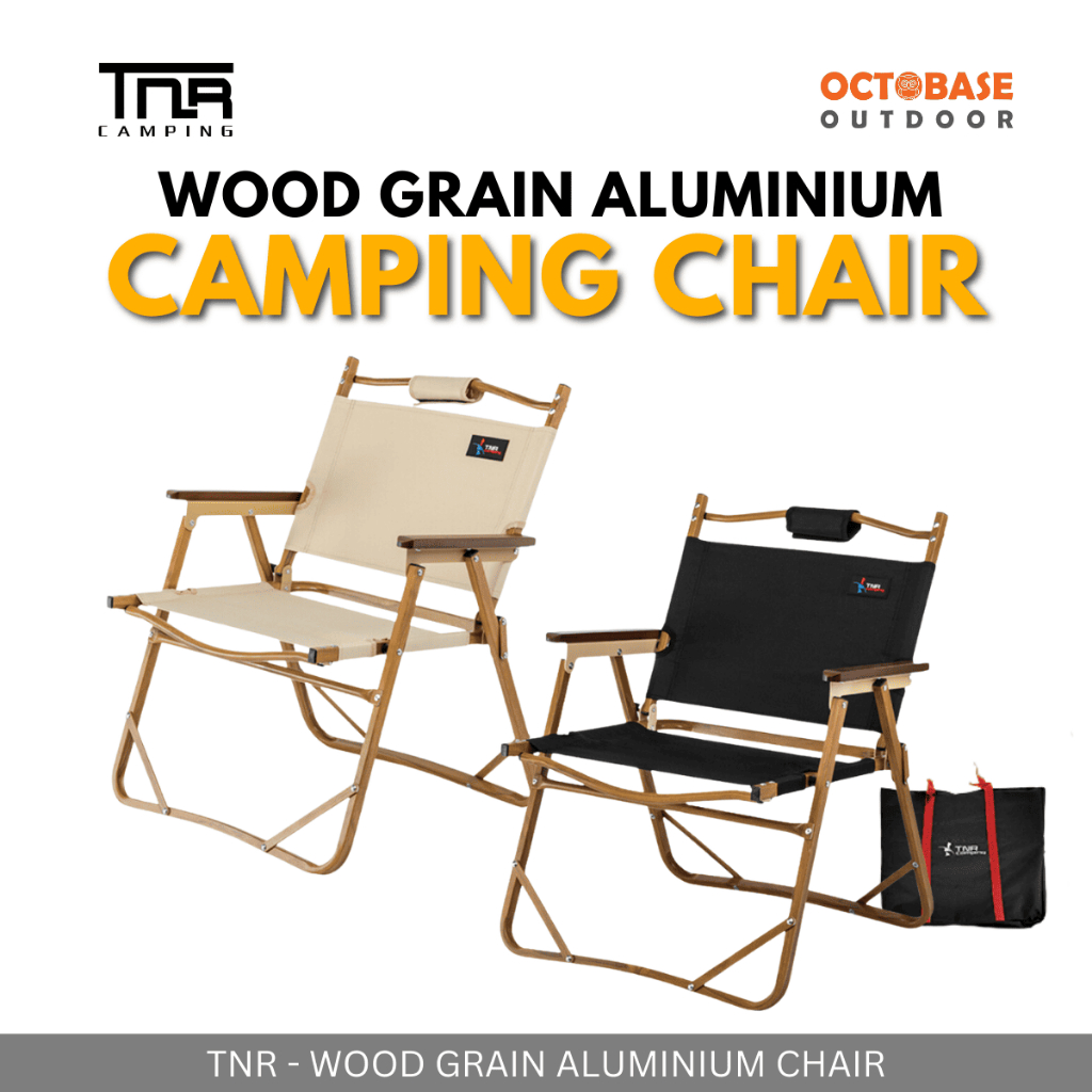 TNR CAMPING Wood Grain Aluminium Folding Chair