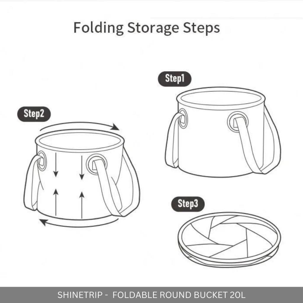 SHINETRIP 20L MULTIPURPOSE COMPACT FOLDING BUCKET BARREL FOR OUTDOOR INDOOR TRAVEL PICNIC CAMPING