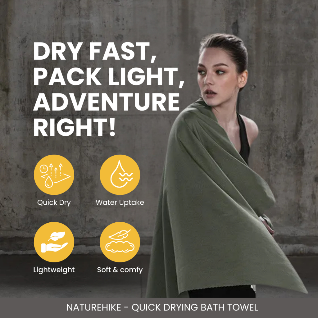NATUREHIKE - QUICK DRY TOWEL MJ01 MJ02 PORTABLE ULTRA LIGHT CAMPING TRAVEL SPORT TOWEL