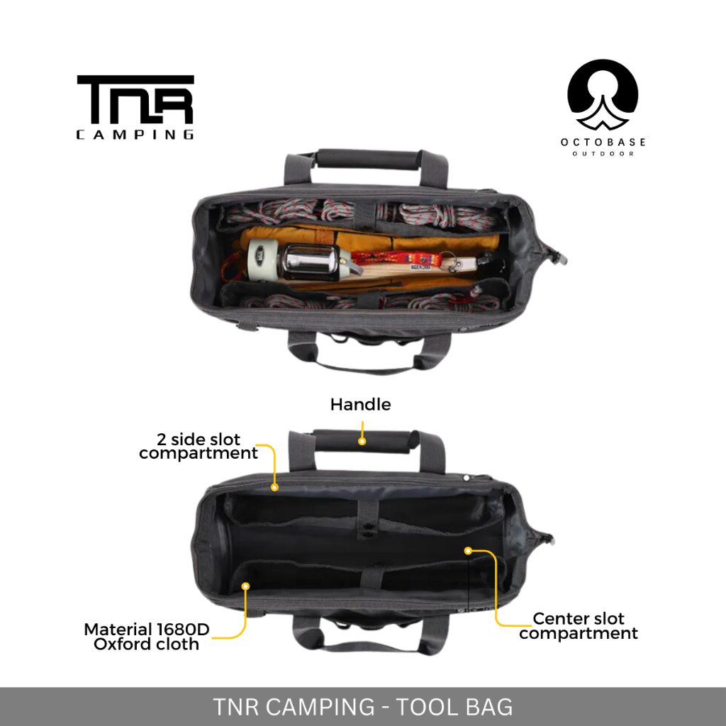 TNR CAMPING - TOOL BAG ORGANIZE MULTI-PURPOSE BAG FOR PEG ROPE HAMMER FOR INDOOR OUTDOOR CAMPING HIKING PICNIC