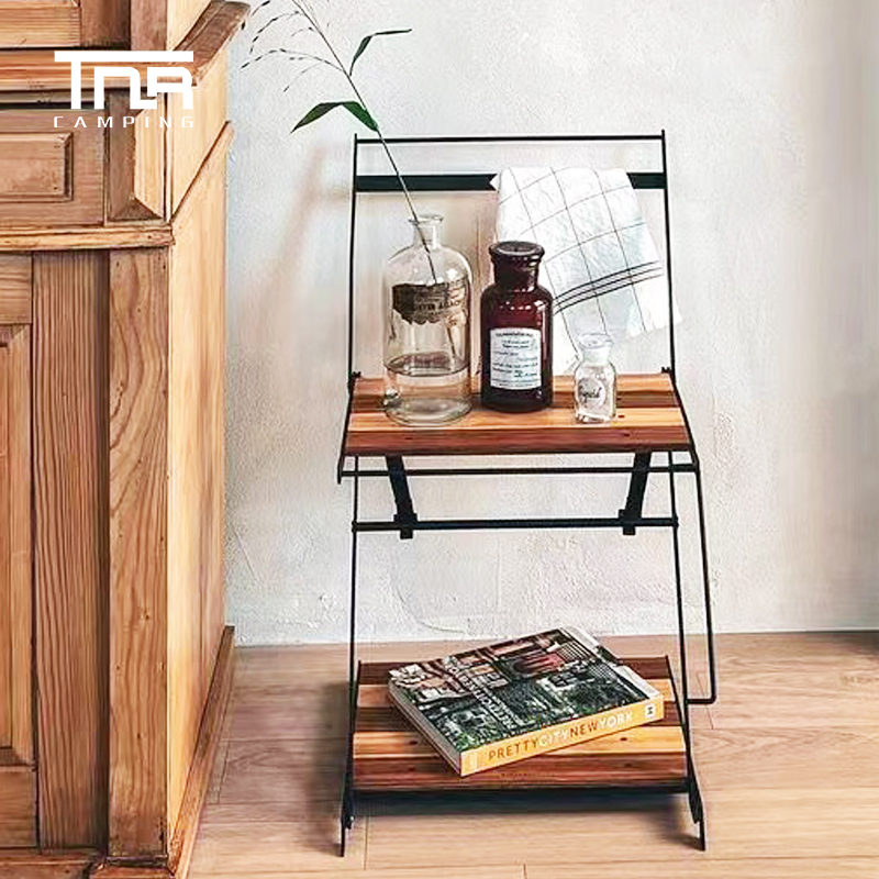 TNR CAMPING - 2-LAYER WOODEN SHELF SMALL FOR OUTDOOR CAMPING HIKING PICNIC SURVIVAL