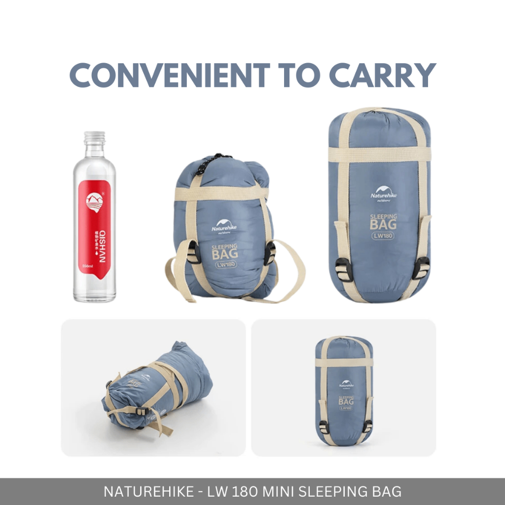 NATUREHIKE - LW180 SLEEPING BAG ULTRA-LIGHT WASHABLE COMFORTABLE FOR INDOOR OUTDOOR CAMPING HIKING