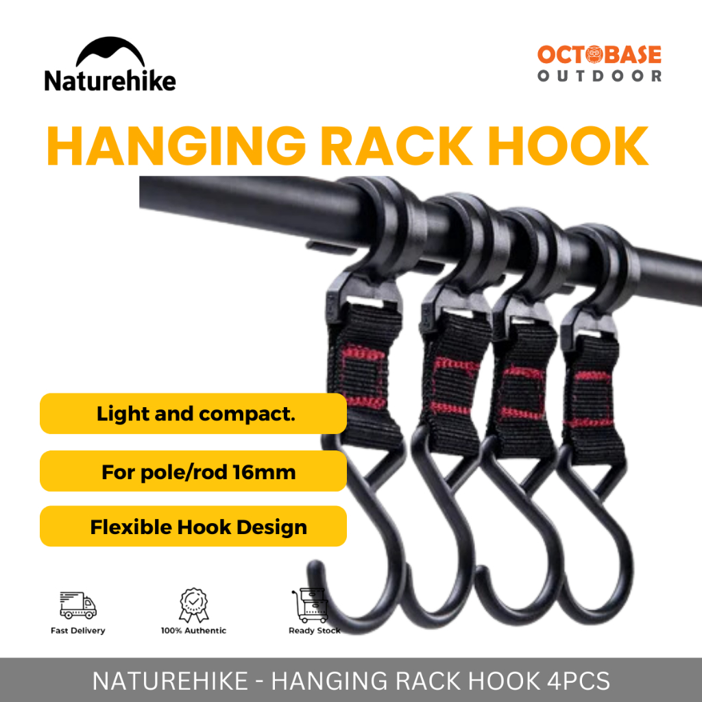 NATUREHIKE - MOVEABLE DETACHABLE 2-SHAPE HANGING RACK HOOK 4PCS FOR OUTDOOR CAMPING