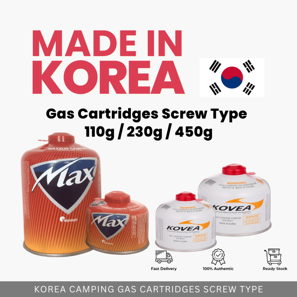 FROM KOREA KOVEA & MAX CAMPING PROPANE BUTANE GAS CARTRIDGES SCREW TYPE OUTDOOR CAMPING PICNIC
