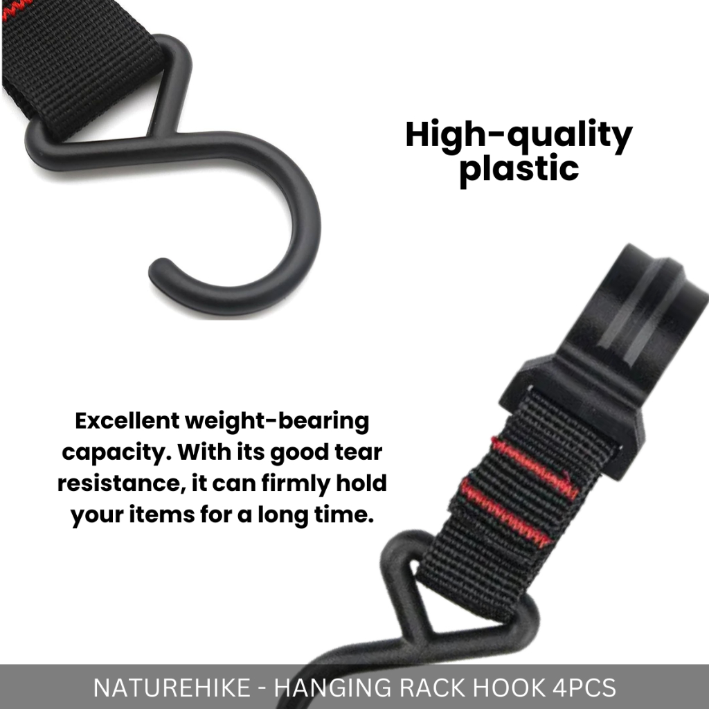NATUREHIKE - MOVEABLE DETACHABLE 2-SHAPE HANGING RACK HOOK 4PCS FOR OUTDOOR CAMPING