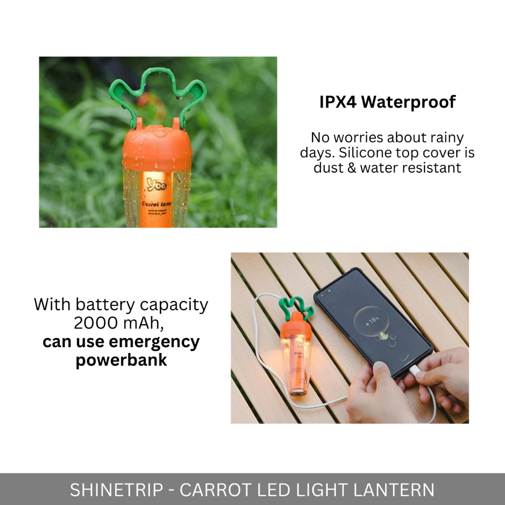 SHINETRIP - CARROT AMBIENT LIGHT 2000 mAh OUTDOOR HANGING CLIP LED LANTERN WITH MAGNET RADISH