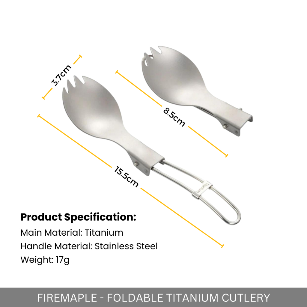 FIREMAPLE - T61 FOLDABLE TITANIUM FORK & SPOON LIGHTWEIGHT CUTLERY FOR OUTDOOR HIKING CAMPING