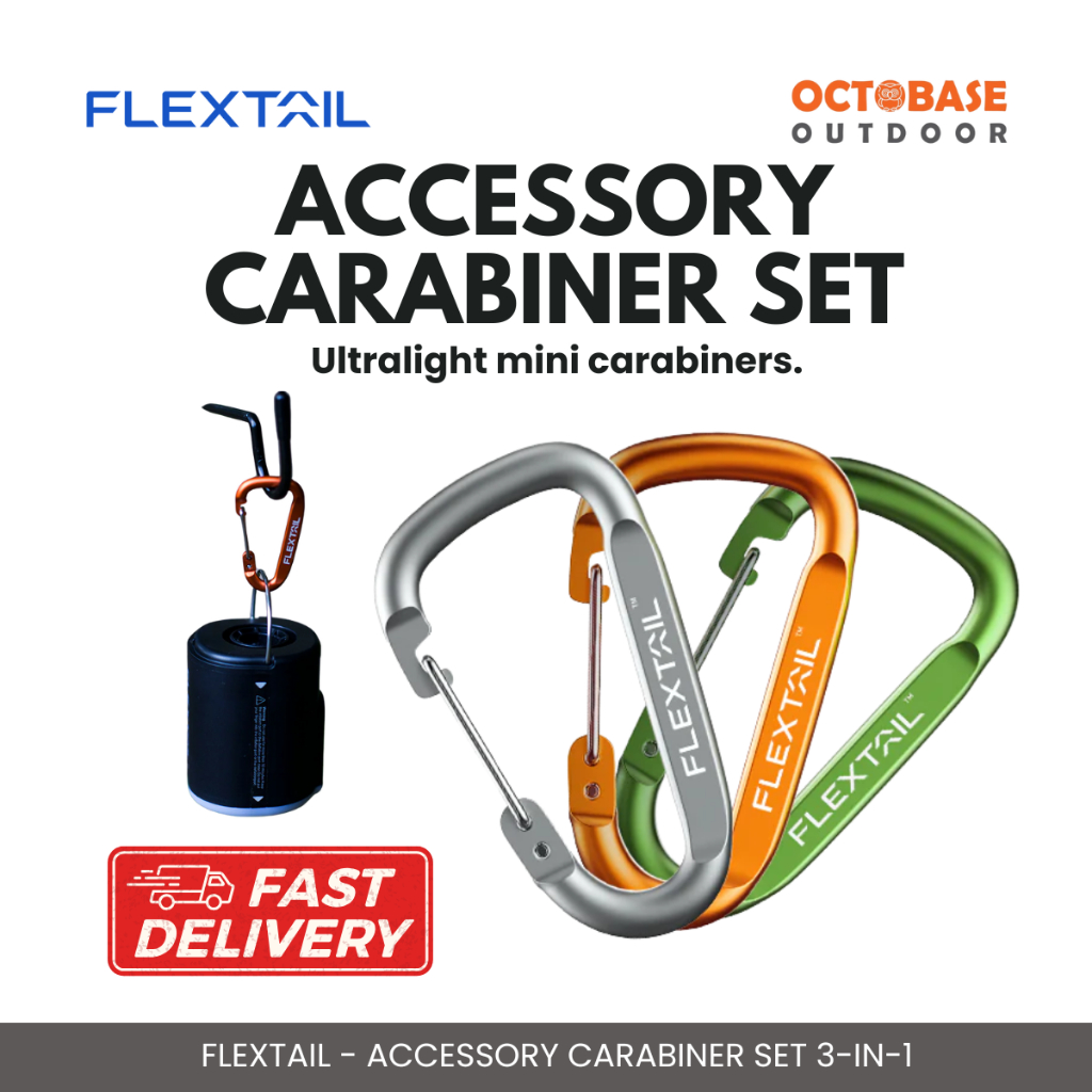 FLEXTAIL - 3IN1 ACCESSORY CARABINER SET MULTIFUNCTIONAL KEYCHAIN CLIP HOOK FOR OUTDOOR & TRAVEL
