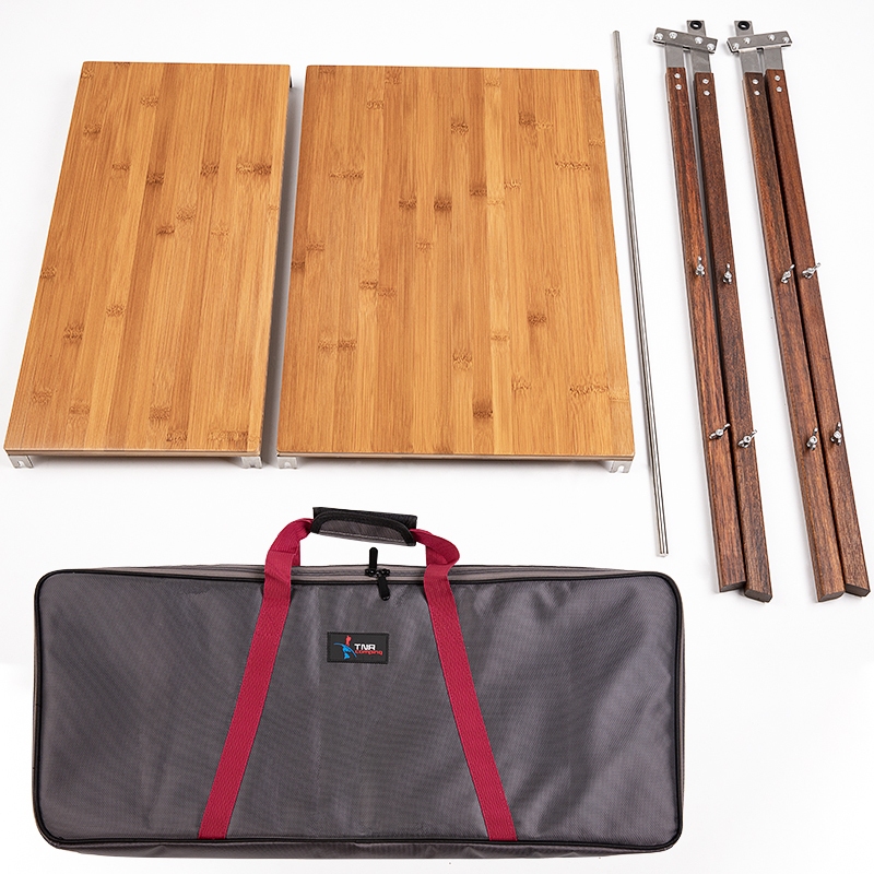 TNR CAMPING - SOLID TEAK WOOD SHELF 2 LAYER WITH BAG LARGE  DECORATION RACK OUTDOOR CAMPING HIKING