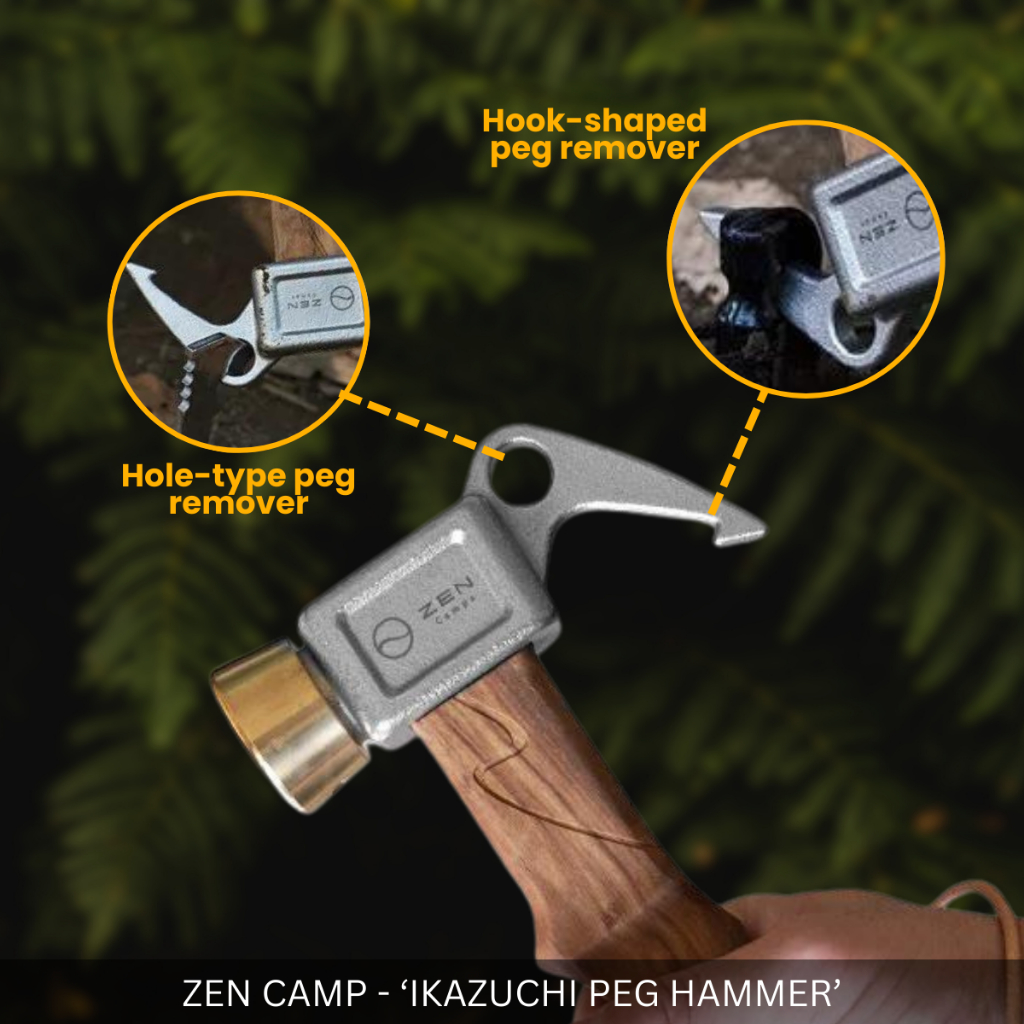 ZEN CAMPS - CAMPING PEG HAMMER GRIP OLIVE WOODEN HANDLE FOR INDOOR OUTDOOR