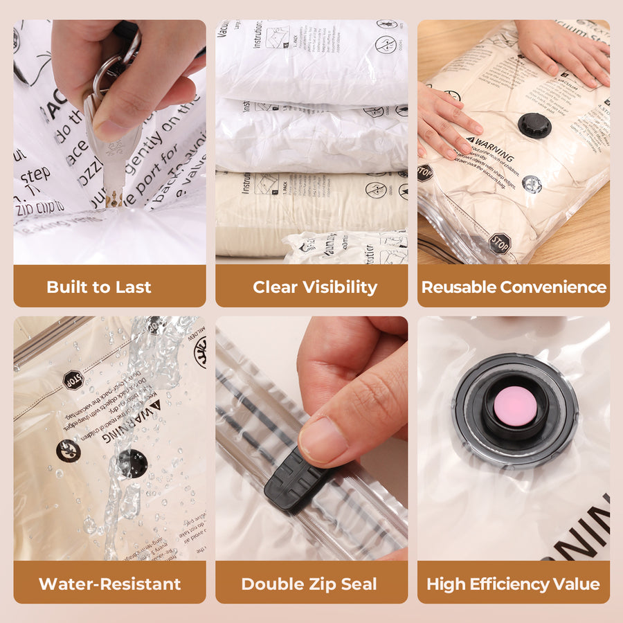 Flextail vacuum storage bag sizes S M L travel space saver
