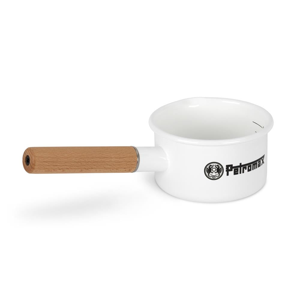 Petromax Enamel Saucepan – 500 ml & 1 L Outdoor Pot with Wooden Handle