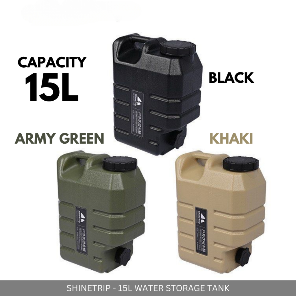 SHINETRIP - 10L / 15L OUTDOOR WATER STORAGE TANK WITH HANDLE FAUCET TONG AIR OUTDOOR CAMPING PICNIC