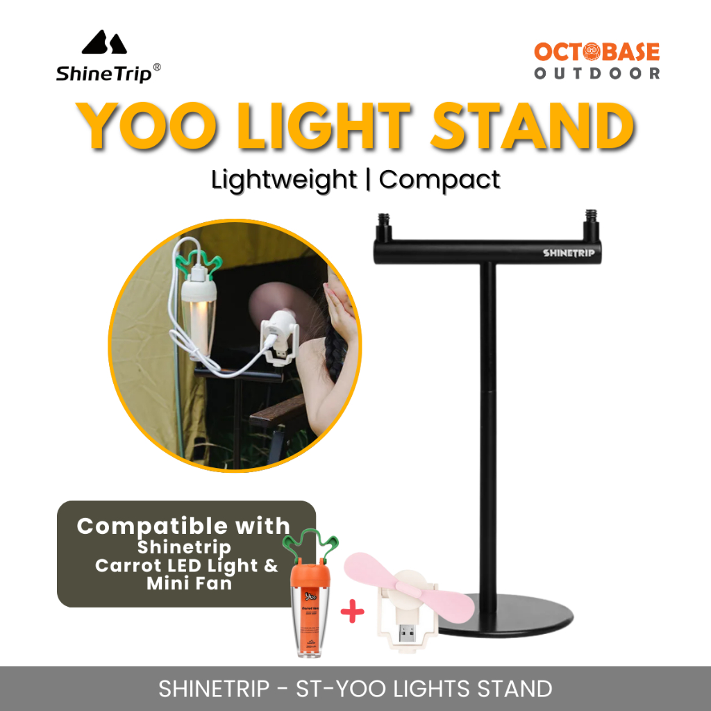 SHINETRIP ST-YOO LIGHTS STAND COMPATIBLE WITH CARROT LED LIGHT & MINI FAN PORTABLE CAMPING TRIPOD
