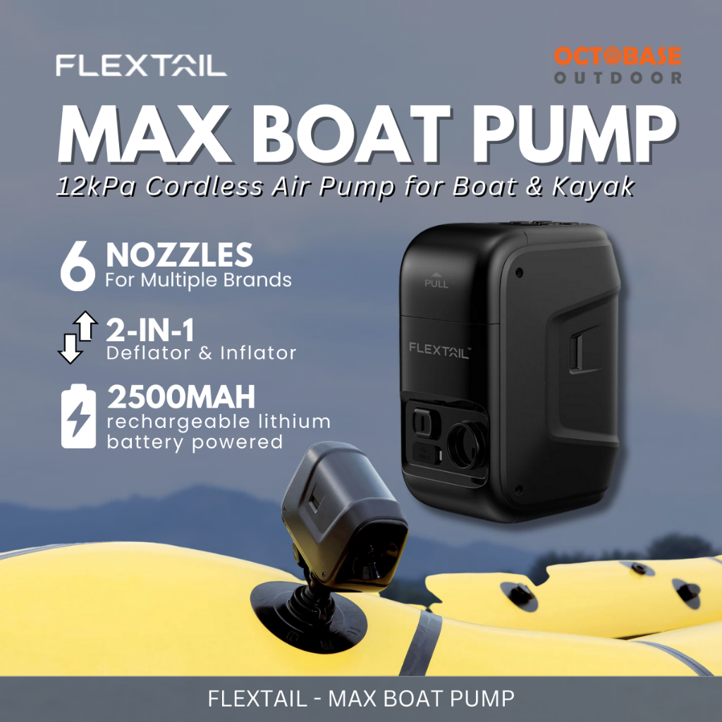 FLEXTAIL MAX BOAT PUMP ELECTRIC PORTABLE INFLATOR DEFLATOR FOR KAYAK SUP AIR MATTRESS