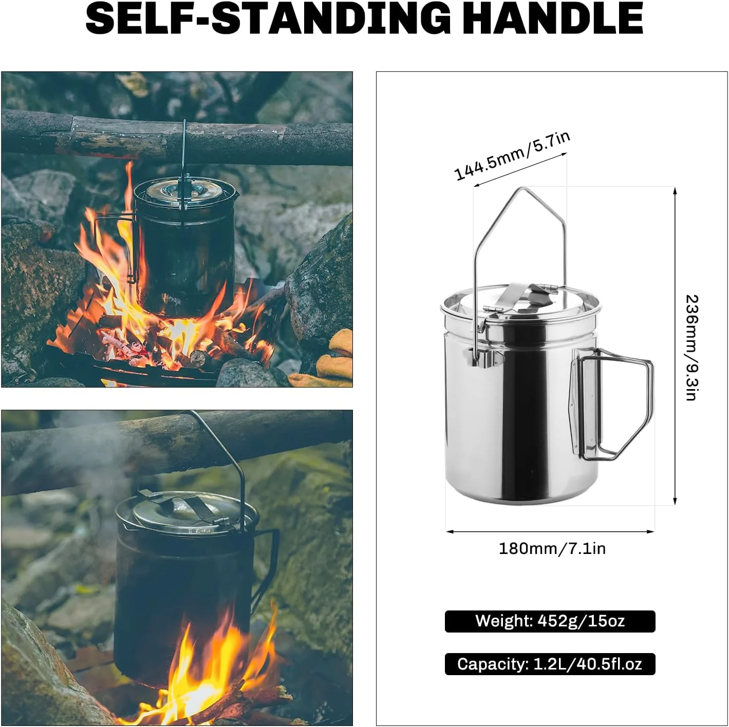 FIREMAPLE - ANTARCTI BILLY POT 1.2L STAINLESS STEEL