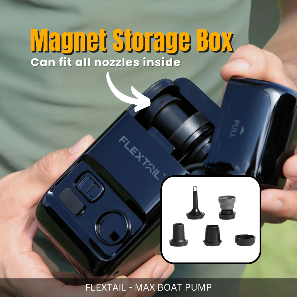 FLEXTAIL MAX BOAT PUMP ELECTRIC PORTABLE INFLATOR DEFLATOR FOR KAYAK SUP AIR MATTRESS